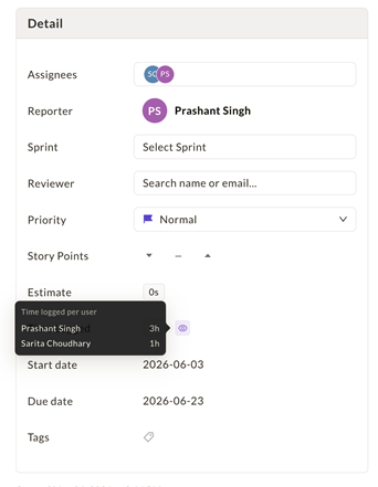 Logging time against a task
